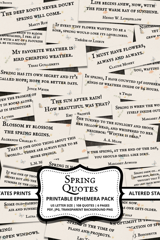Spring Quotes | Printable Junk Journal Ephemera