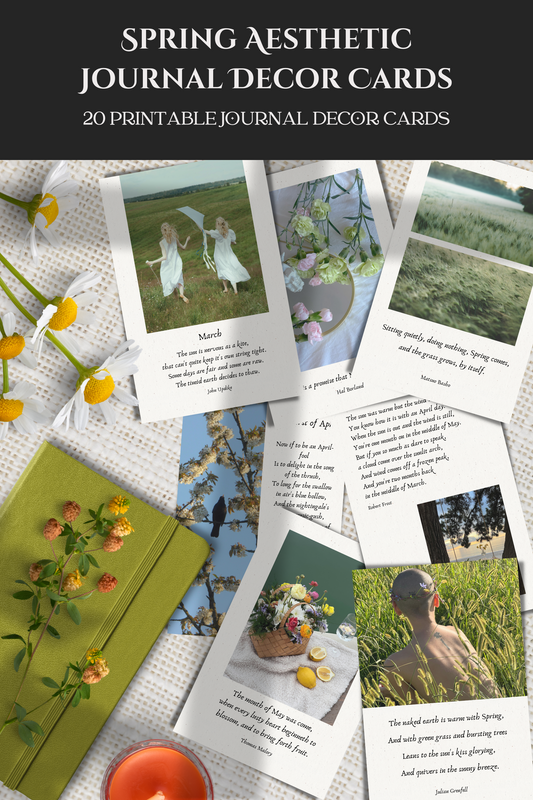 Spring Aesthetic Journal Decor | 20 Printable Journal Cards