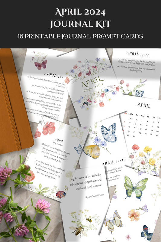 April 2024 Journal Kit | 16 Printable Journal Prompt Cards