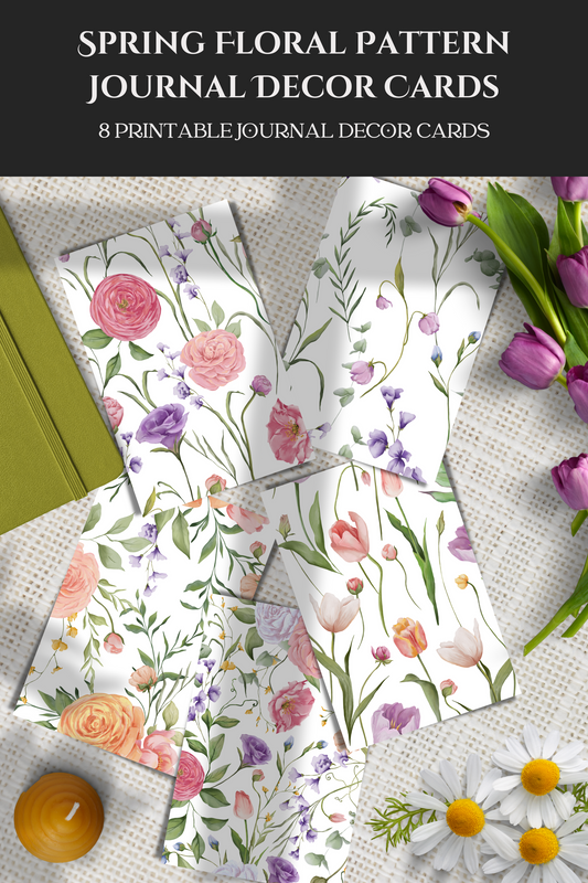 Spring Floral Pattern Dashboards | 8 Printable Journal Cards